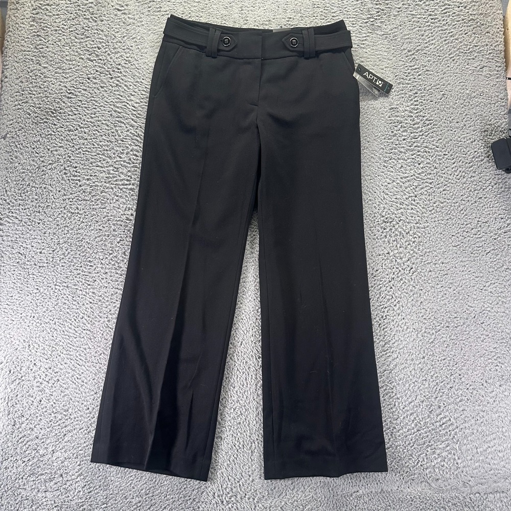 Apt. 9 Pant Womens 12 Black Polyester Dress Wide-Leg Preppy Business Stretch